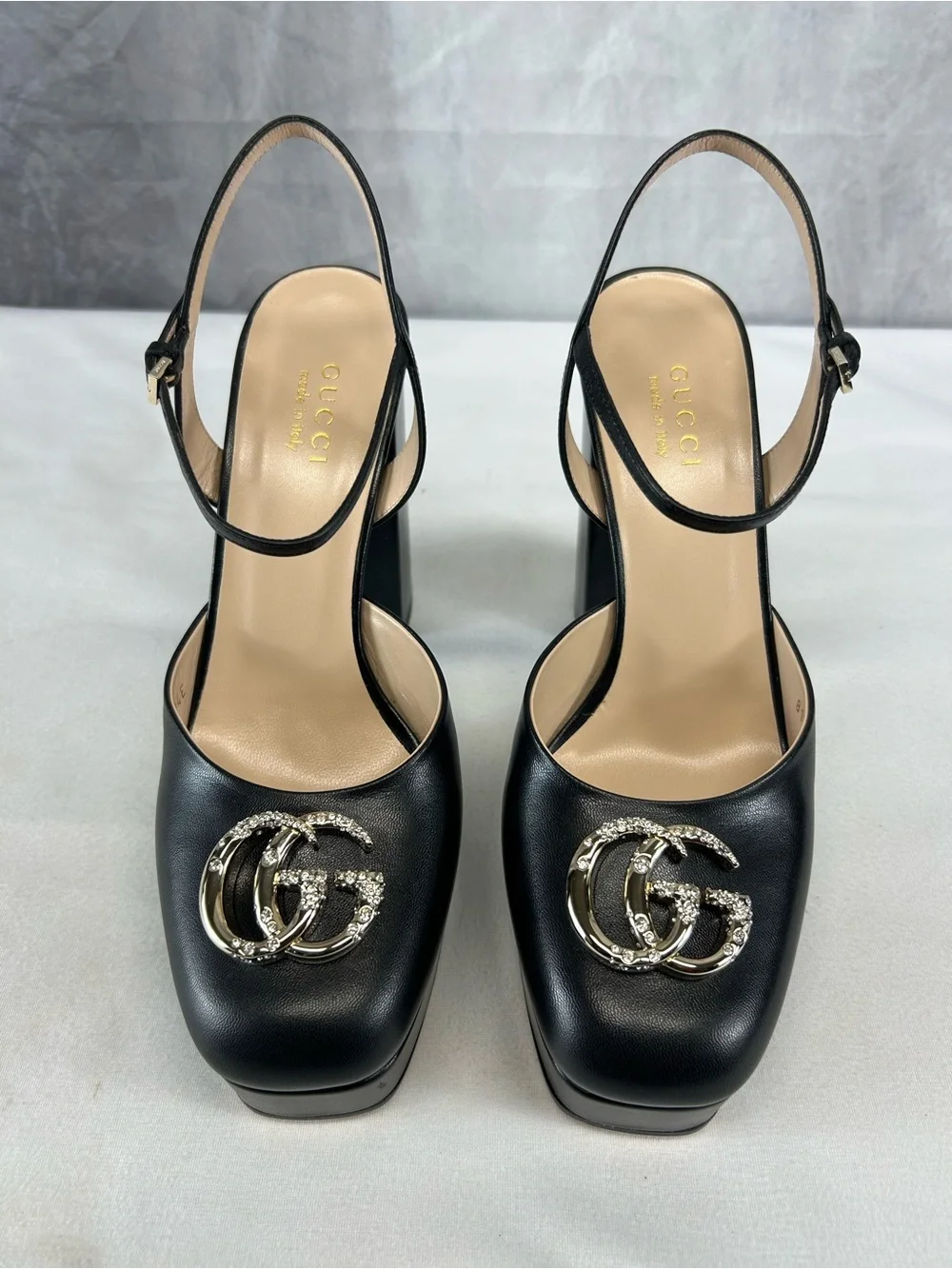Gucci Double G leather platform pumps